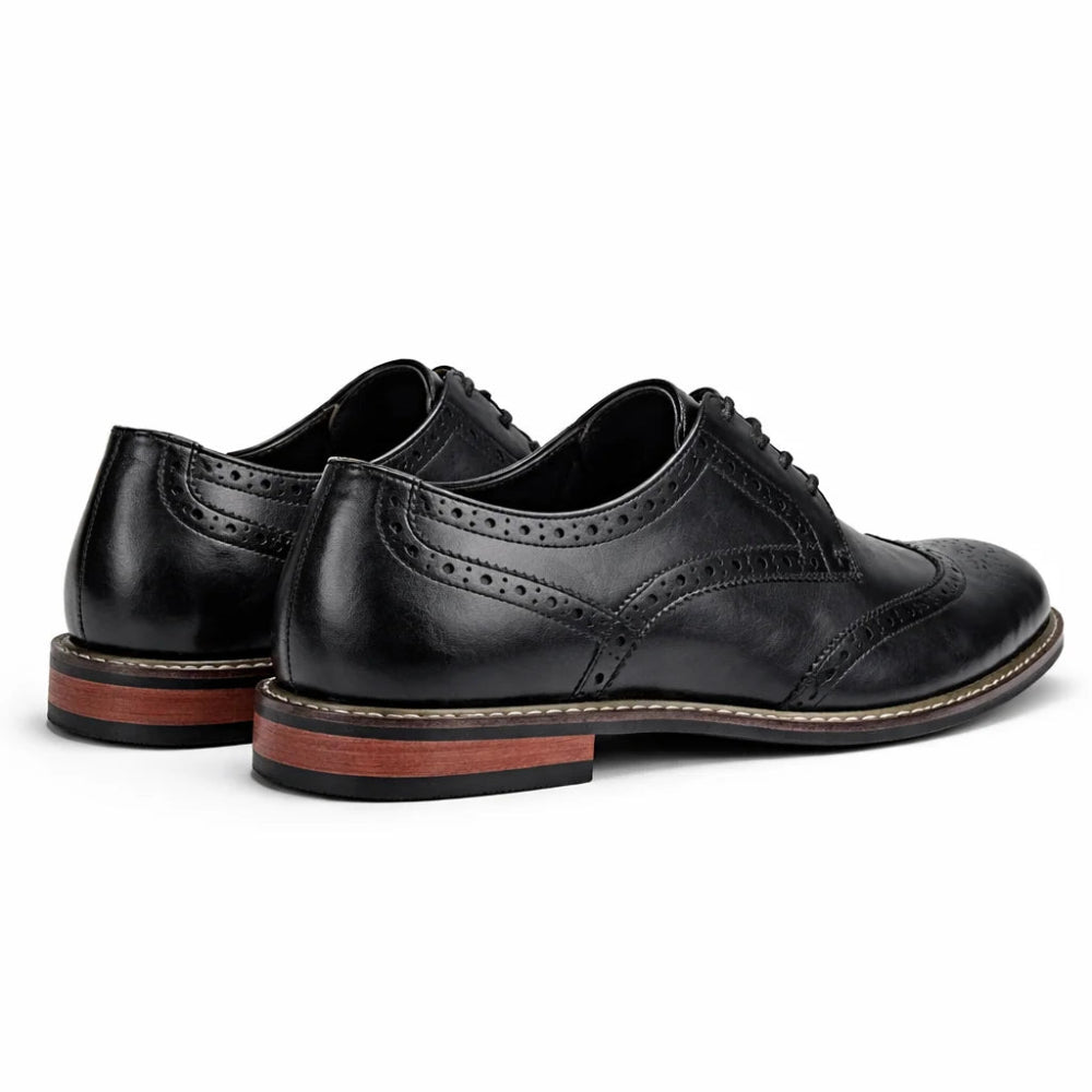 Derbies Brogues Homme Effet Cuir Noir Côté