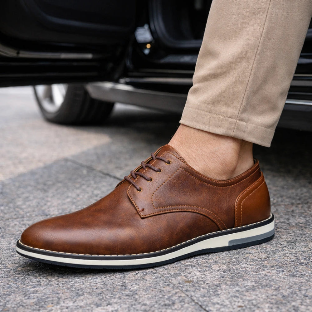 Derbies Homme Effet Cuir Marron Voiture