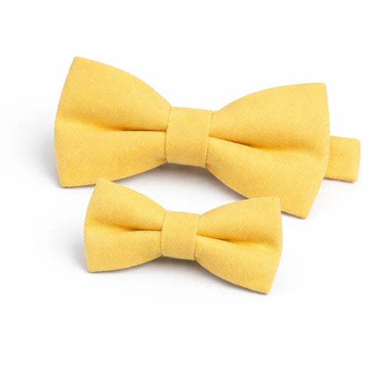 Duo Nœud Papillon Coton Jaune