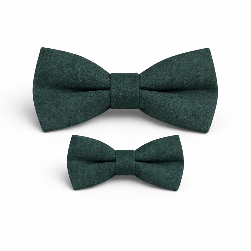 Duo Nœud Papillon Coton Vert Foncé