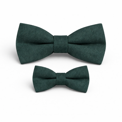 Duo Nœud Papillon Coton Vert Foncé