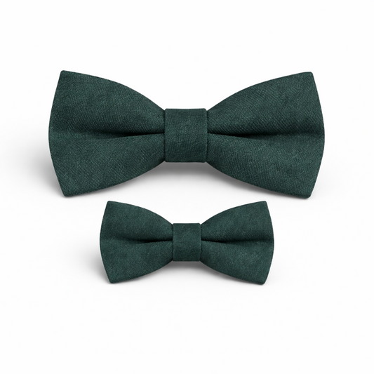 Duo Nœud Papillon Coton Vert Foncé