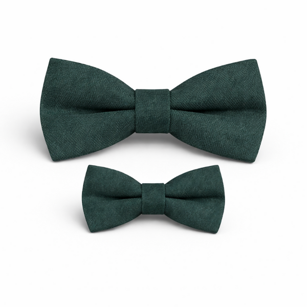 Duo Nœud Papillon Coton Vert Foncé