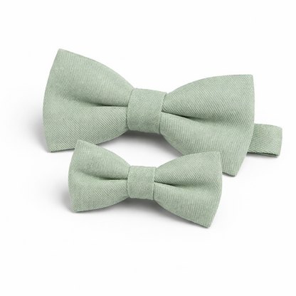Duo Nœud Papillon Coton Vert Sauge