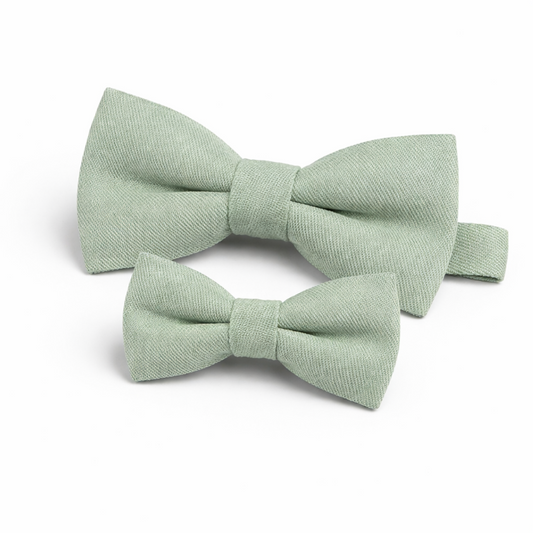 Duo Nœud Papillon Coton Vert Sauge