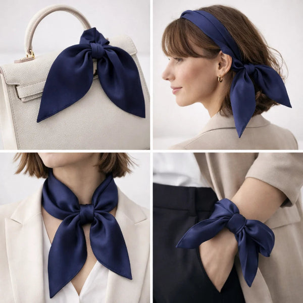 Foulard Carré Bleu Marine Variante
