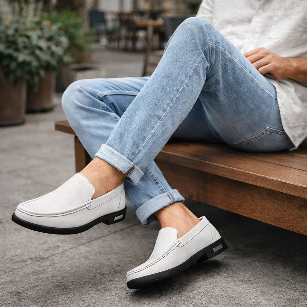 Mocassin Homme Cuir Gris Detente