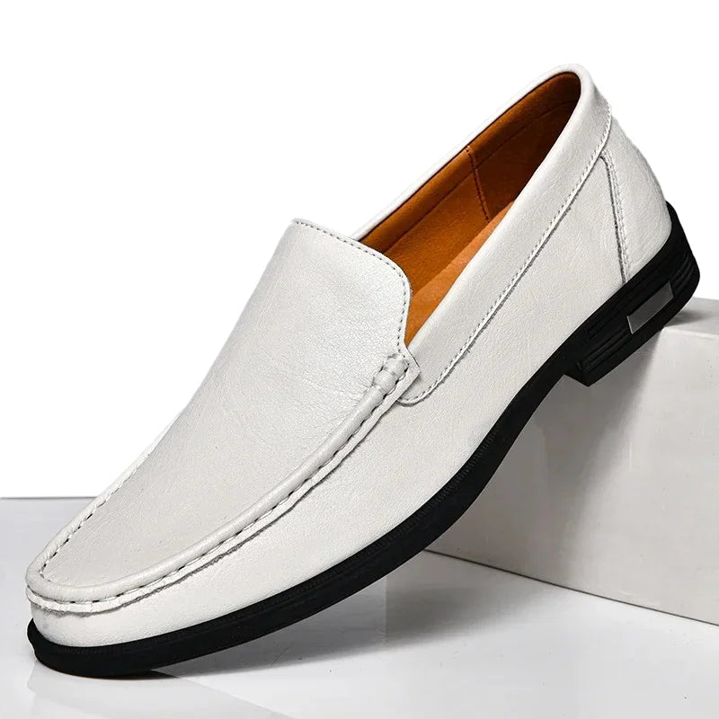 Mocassin Homme Cuir Blanc