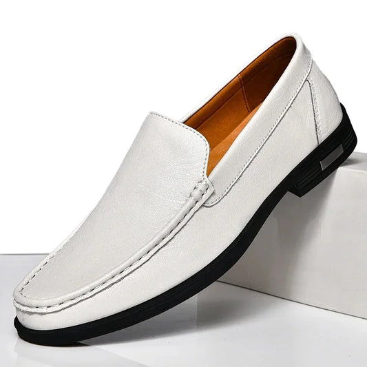 Mocassin Homme Cuir Blanc