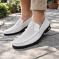 Mocassin Homme Cuir Blanc Perforé confort