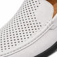 Mocassin Homme Cuir Blanc Perforé Macro