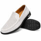 Mocassin Homme Cuir Blanc Perforé Double