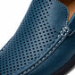 Mocassin Homme Cuir Bleu Océan Perforé Macro