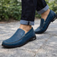 Mocassin Homme Cuir Bleu Océan Perforé Mouvement