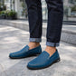 Mocassin Homme Cuir Bleu Océan Perforé Urbain