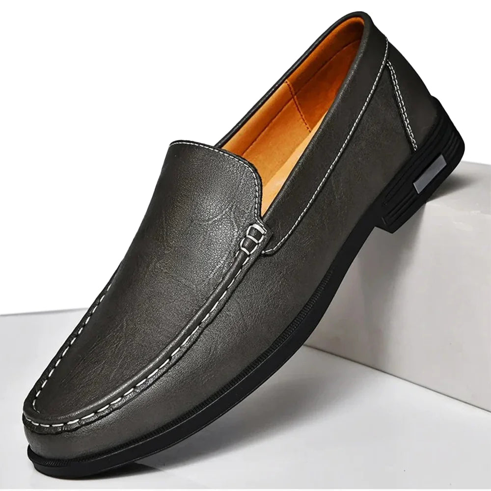 Mocassin Homme Cuir Gris