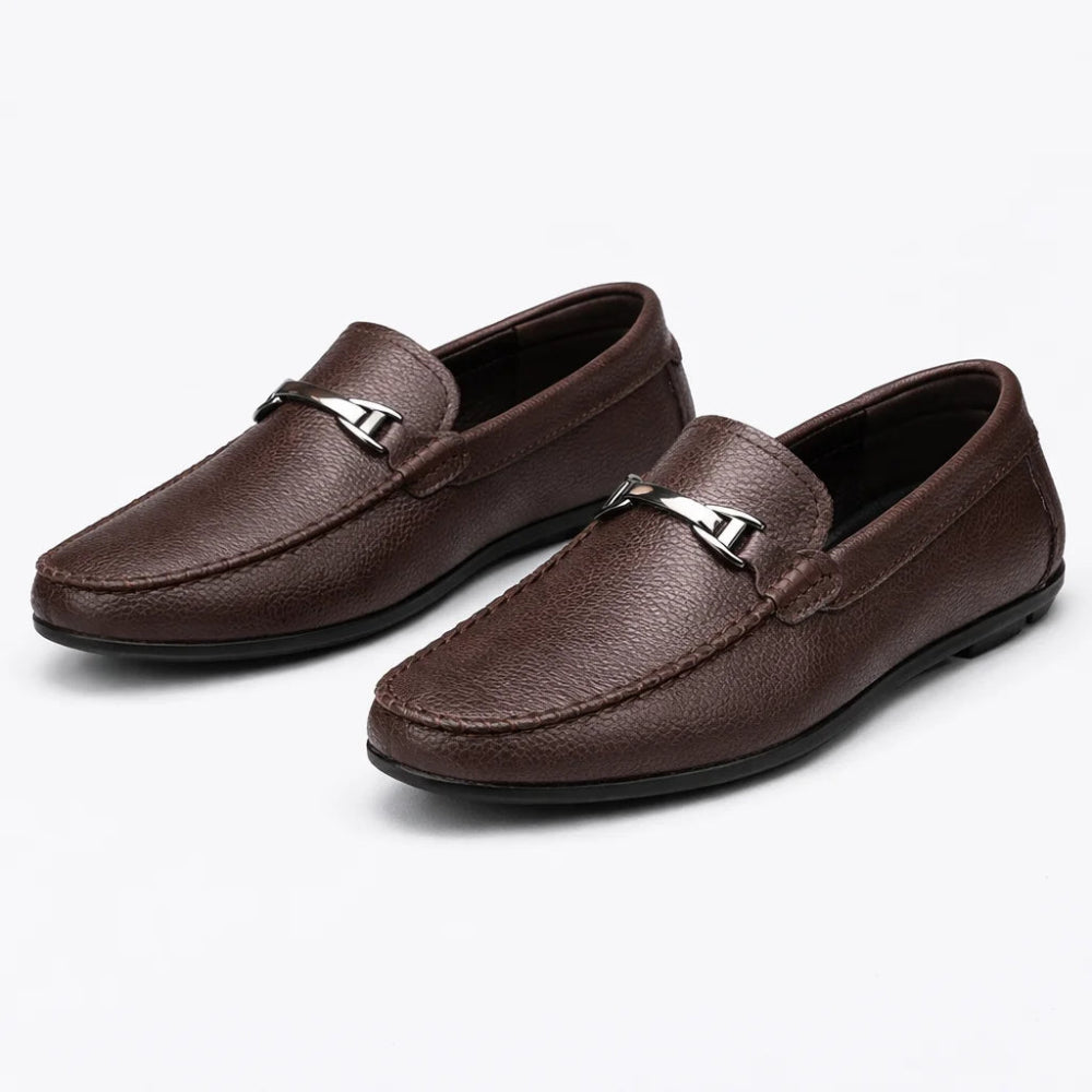 Mocassin Homme Cuir Marron à Mors ouble