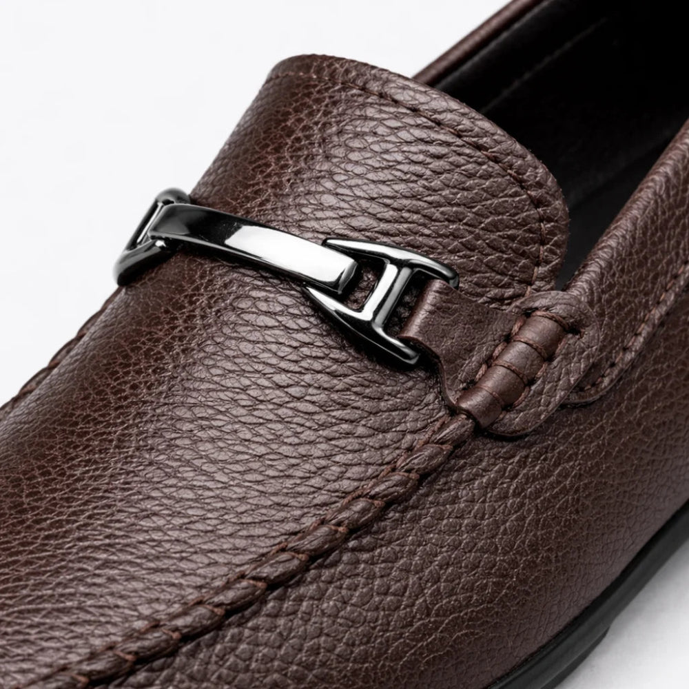 Mocassin Homme Cuir Marron à Mors Macro