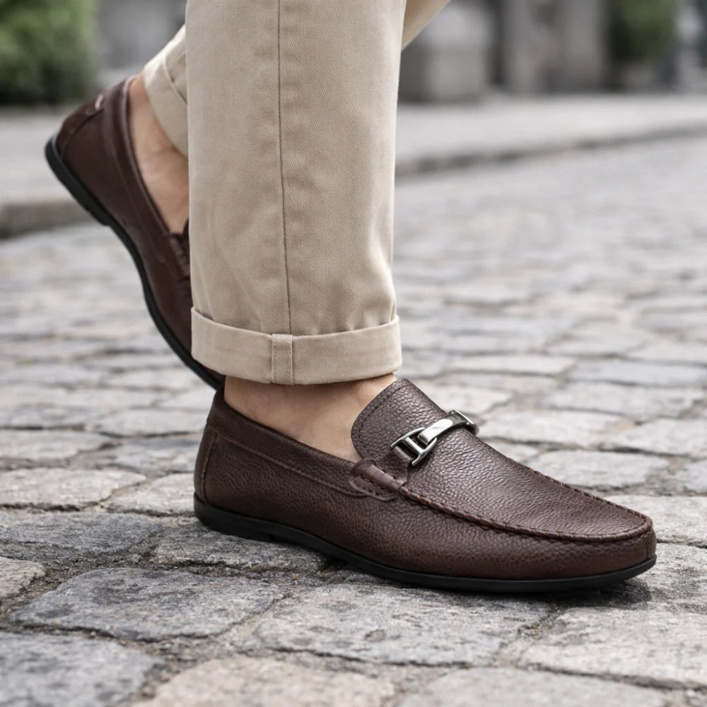 Mocassin Homme Cuir Marron à Mors Rue