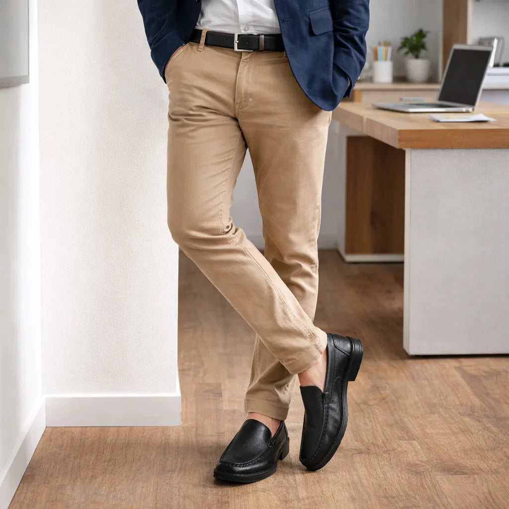 Mocassin Homme Cuir Noir Bureau