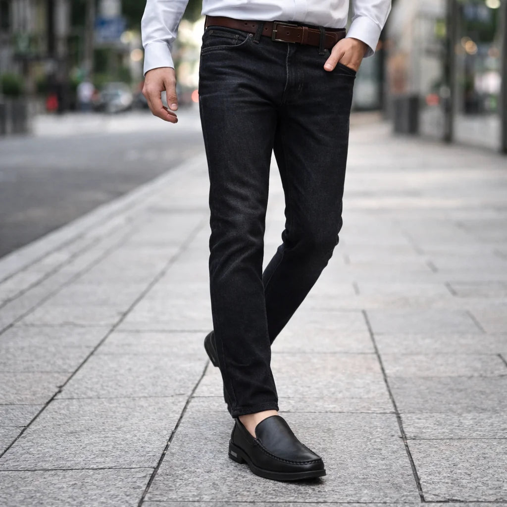 Mocassin Homme Cuir Noir Mannequin