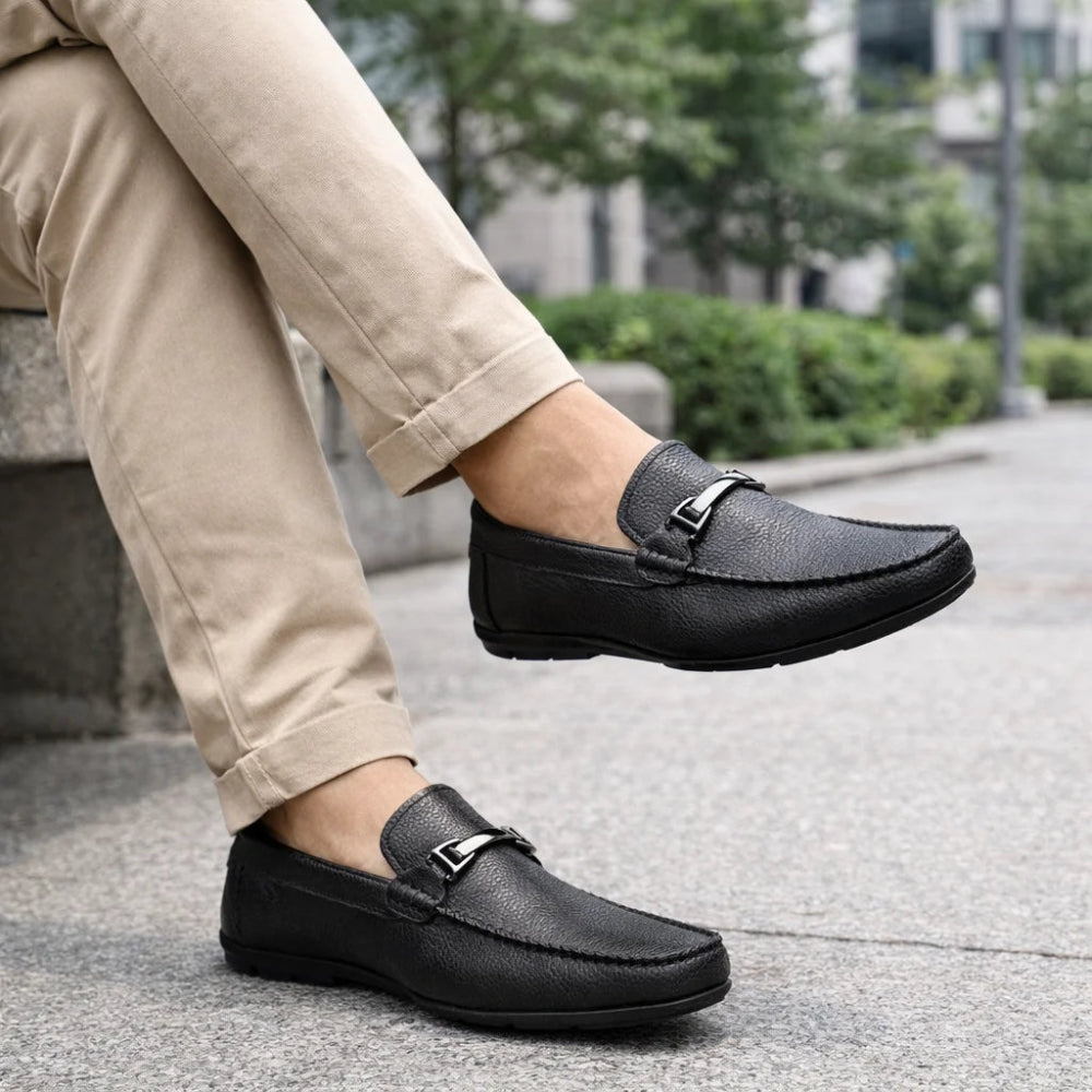 Mocassin Homme Cuir Noir à Mors chill