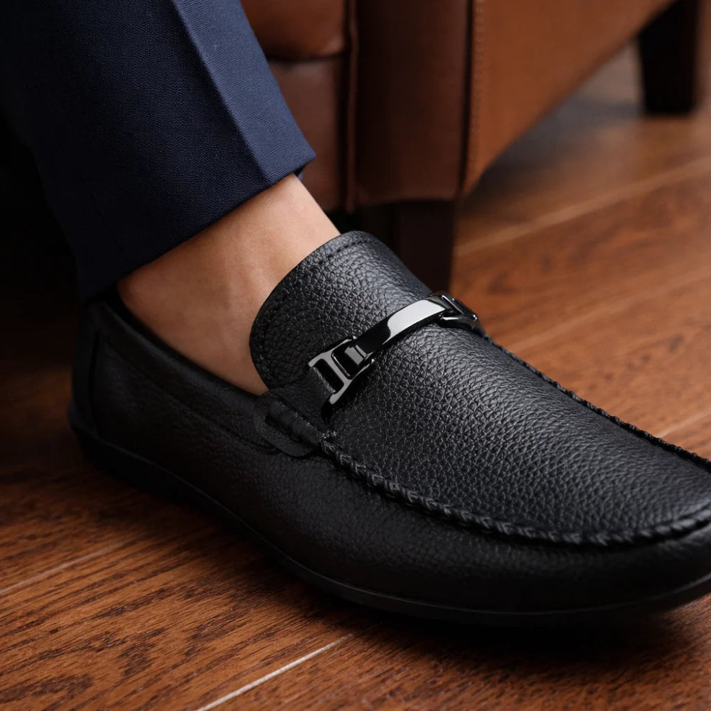 Mocassin Homme Cuir Noir à Mors Zoom