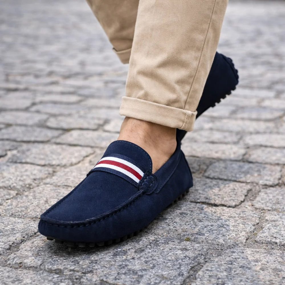 Mocassin Homme Daim Bleu Foncé Marche