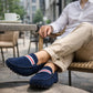 Mocassin Homme Daim Bleu Foncé terrasse