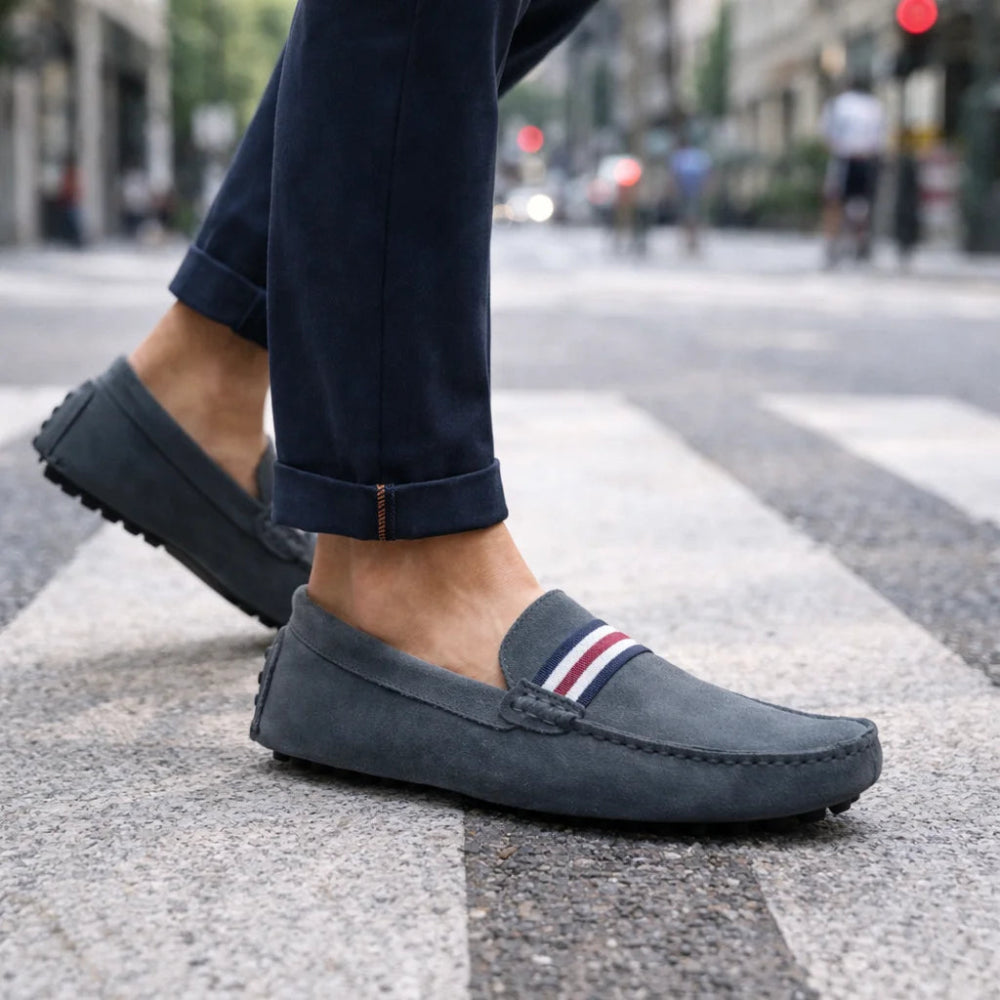 Mocassin Homme Daim Gris Marche