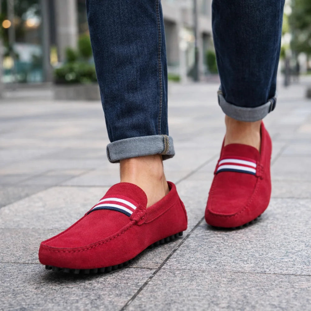 Mocassin Homme Daim Rouge Mouvement