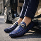 Mocassin Homme Similicuir Bleu Fleuri Rouge Zoom