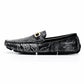 Mocassin Homme Similicuir Noir Fleuri Argent Coter