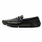 Mocassin Homme Similicuir Noir Fleuri Or Coter