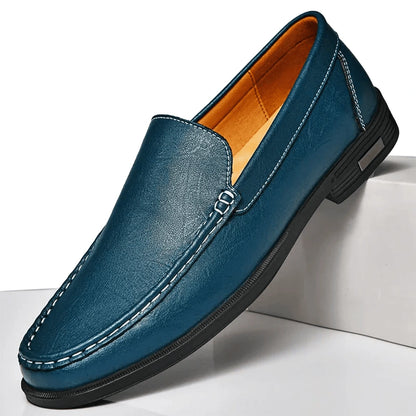 Mocassin Homme Cuir Bleu Océan