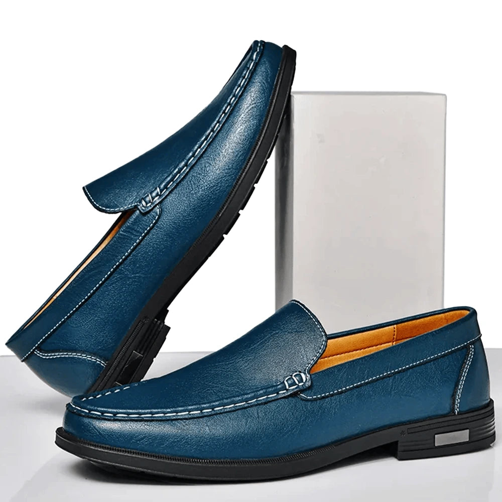 Mocassin Homme Cuir Bleu Océan 02