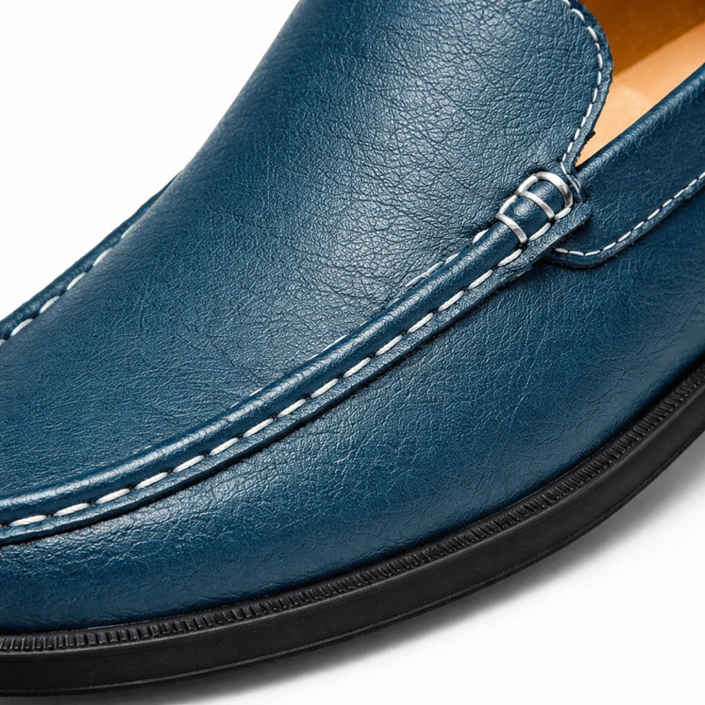 Mocassin Homme Cuir Bleu Océan Macro