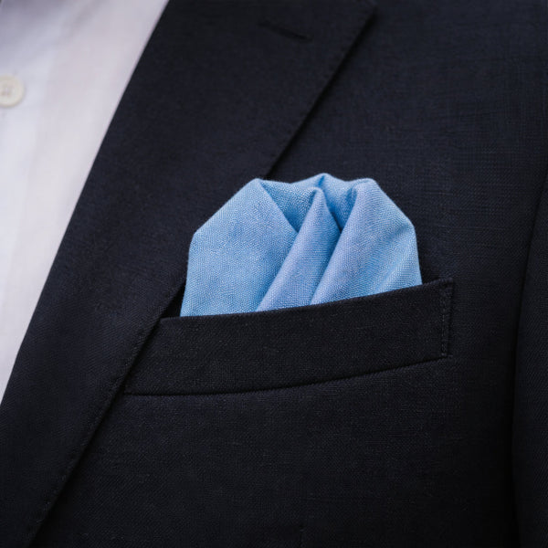 Pochette de Costume en Coton Bleu Porter