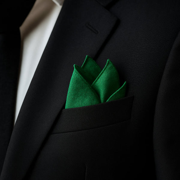 Pochette de Costume en Coton Vert Macro