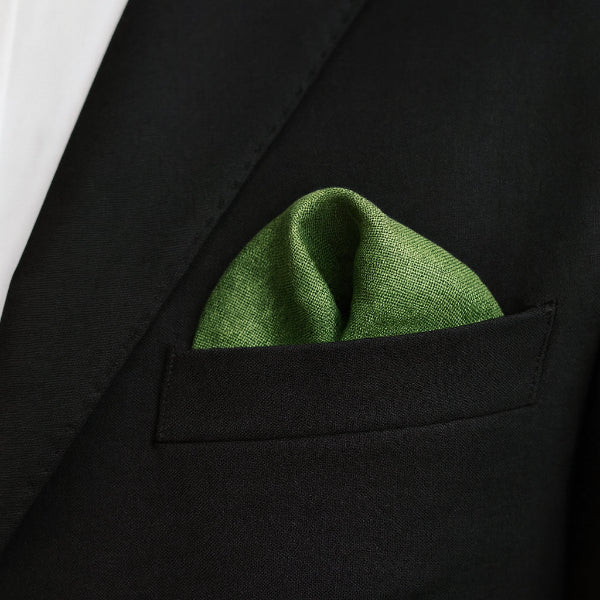 Pochette de Costume en Coton Vert Mousse Porter