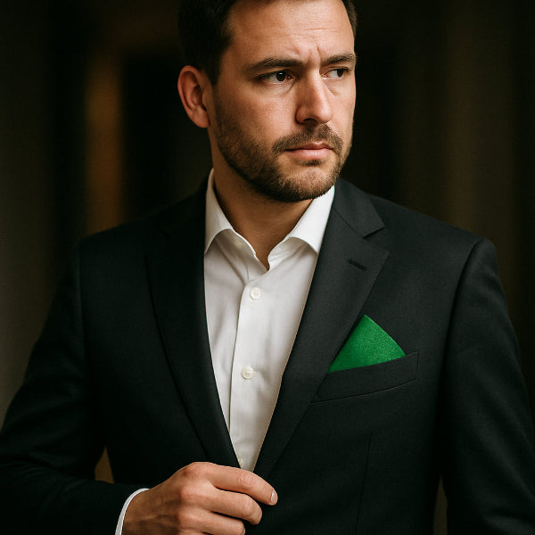 Pochette de Costume en Coton Vert Porter