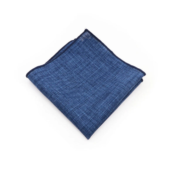 Pochette de Costume en Coton Bleu Indigo Chiné