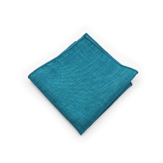 Pochette de Costume en Coton Bleu Lagon