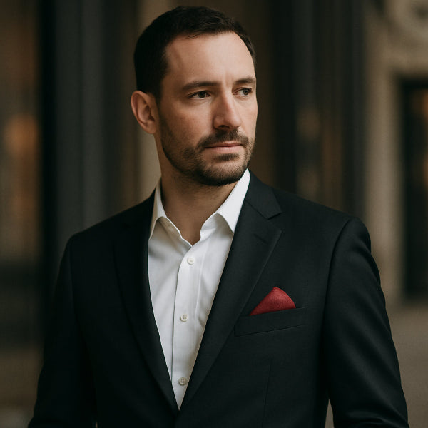 Pochette de Costume en Coton Rouge Porter