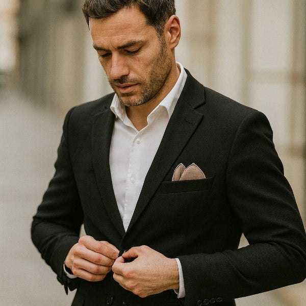 Pochette de Costume en Coton Beige Mannequin