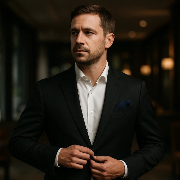 Pochette de Costume en Coton Bleu Marine Porter