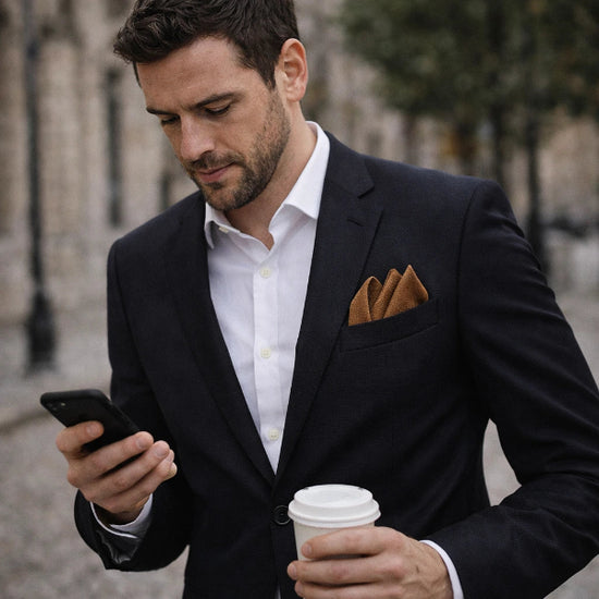 Pochette de Costume en Coton Marron Mannequin