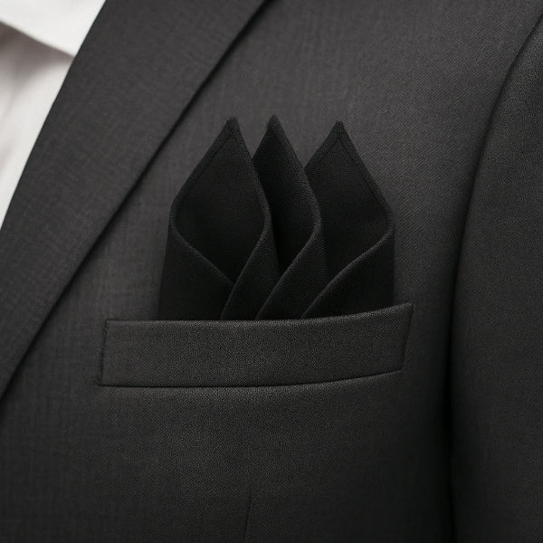 Pochette de Costume en Coton Noir Macro