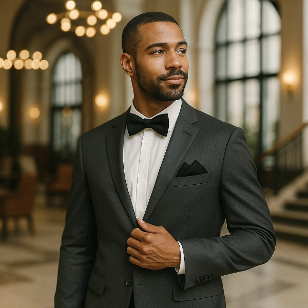 Pochette de Costume en Coton Noir Porter