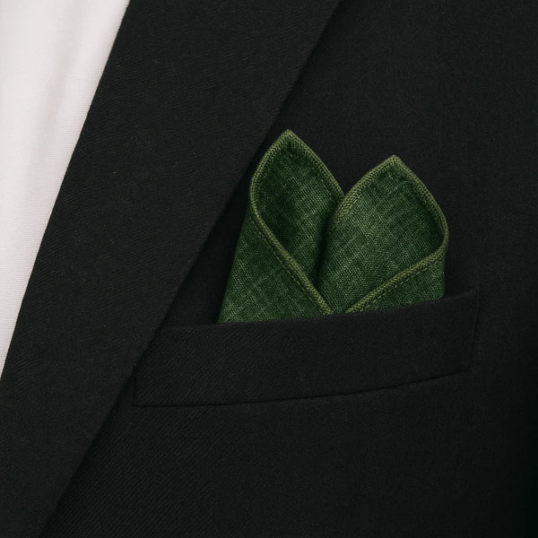 Pochette de Costume en Coton Vert Forêt Porter